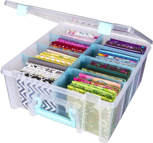 ArtBin 6990SA Super Satchel Double Deep with Removable Dividers, Large Portable Art & Craft Storage with Handle, Translucent/Aqua Mist by ArtBin