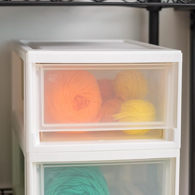 IRIS USA 2-Pack, 6 Qt. Small Stacking Drawer Storage Organizer, White | Keep craft supplies, accessories, office items, and small essentials organized around your home for easy everyday storage - Image 7