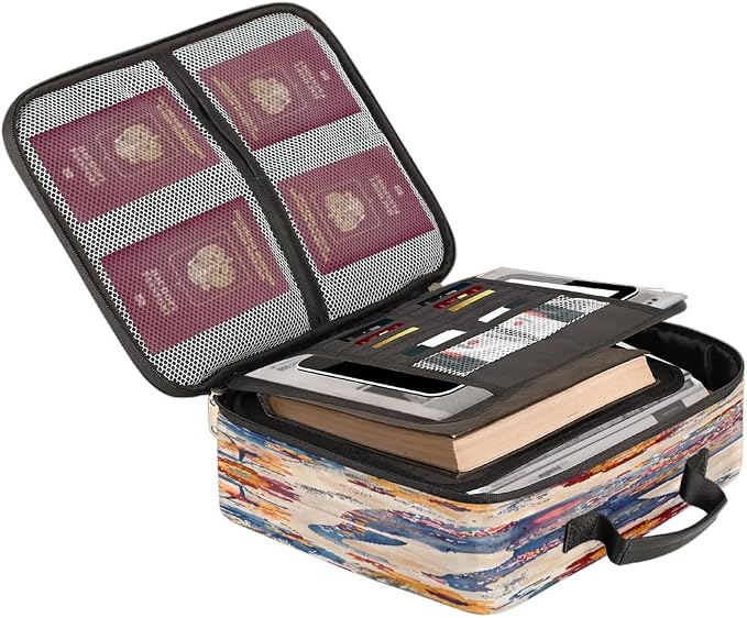 File Organizer Elephant Ethnic Document Organizer with Handle Portable File Organizer Bag Home Travel Storage Bags for Files Laptop Certificates - Image 2