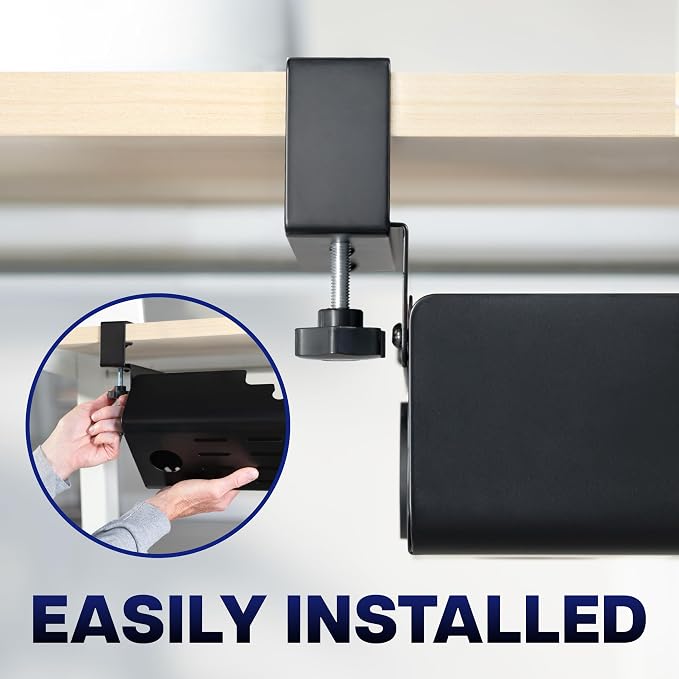 VIVO No Drill 35 inch Under-Desk Clamp-On Cable Management Box with Flip-Open Lid, Easy-to-Open Steel Cord and Power Strip Organizer, Cable Organizer Tray, 11 lbs Capacity, Black, DESK-ACMB35-C - Image 9