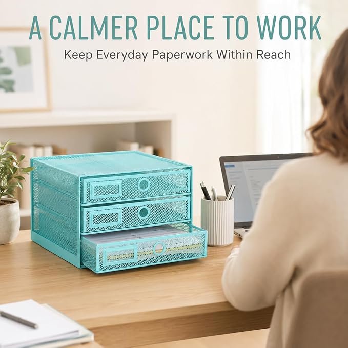 Exerz Paper Sorter 3 Drawer Wire Mesh A4 / Desk Multifunctional Desk Organiser/Multi-Layer Letter Tray - for Documents, Magazines, Notebooks and Letter | Desk Organiser Pull Out Trays Keep Files Letters Magazines Folders Notebooks Neatly Separated Easy... - Image 7