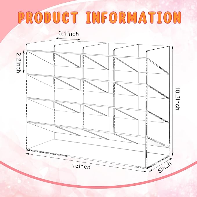 MotiMind Acrylic Pen Organizer Storage for 200 Marker Vertical Marker Organizer Acrylic Pen Display Holder for Office Desk Desktop Stationery Pencil Storage, Clear, 13 x 5 x 10.2 Inch - Image 2