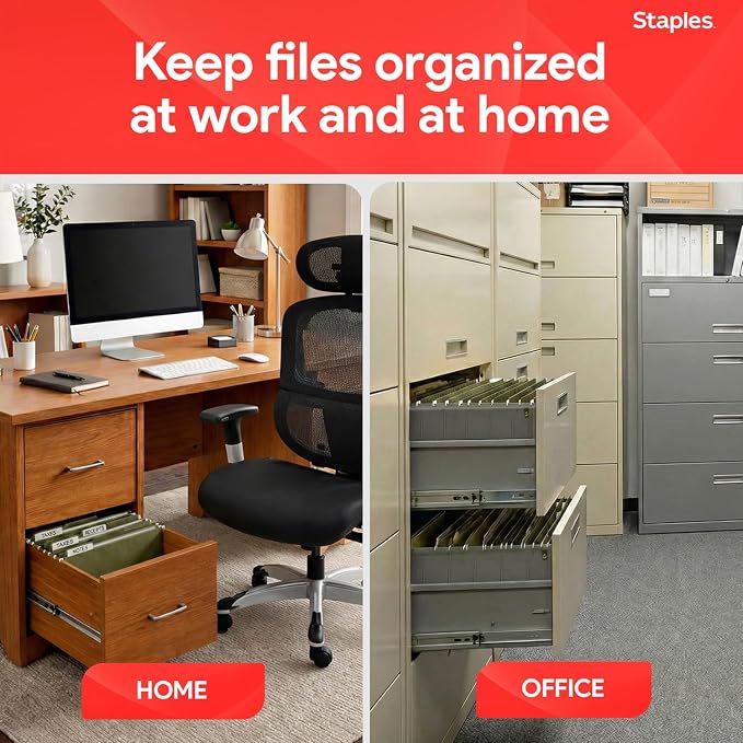 Staples Reinforced Box-Bottom Hanging File Folders, 3" Expansion, 1/5-Cut Tab, Letter Size, Standard Green, 25/Box - Image 4