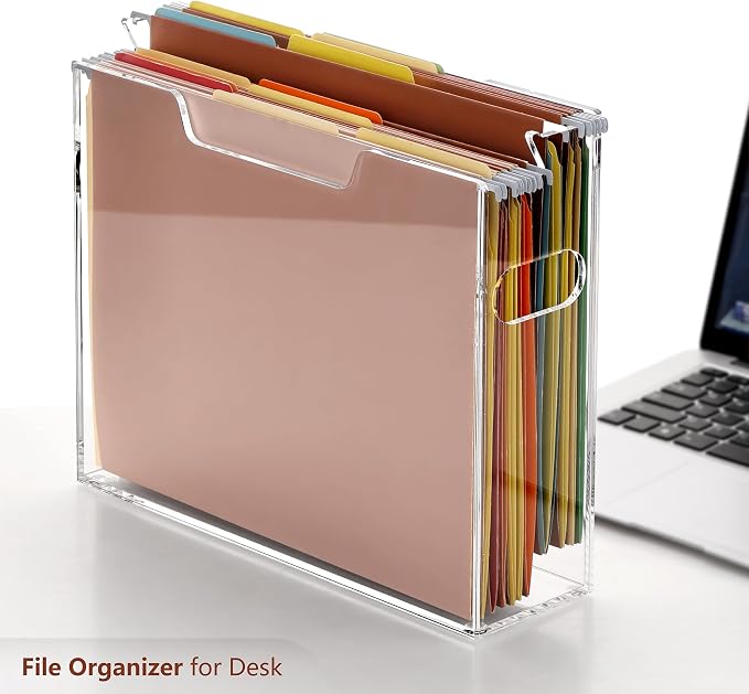 DINGHUO Acrylic Letter Size Hanging File Organizer for Wall Mounted/Desktop | Wall Mail Paper Folder Organizer with Handle, Clear Magazine Holder for Office Home School (No Assembly Required) - Image 7