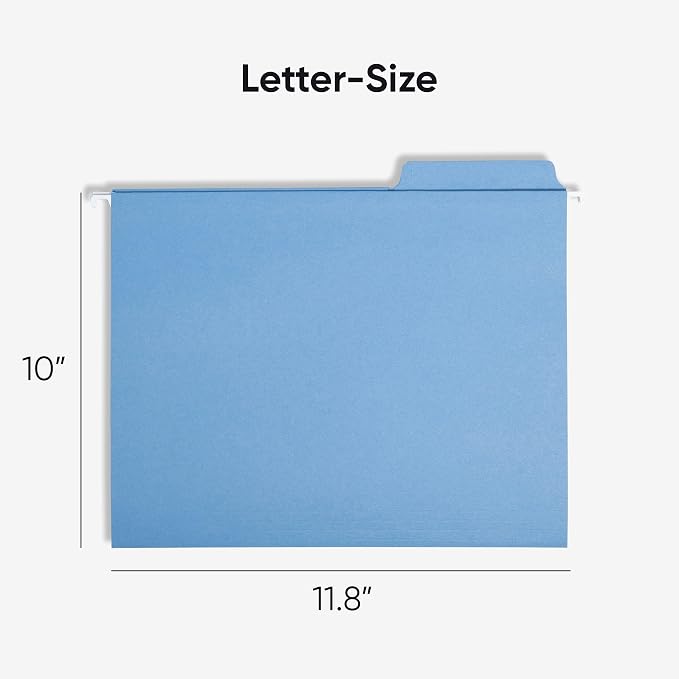 Smead FasTab Hanging File Folders, 20 Count, Blue, 1/3-Cut Built-in Tabs, Letter Size (64099) - Image 2