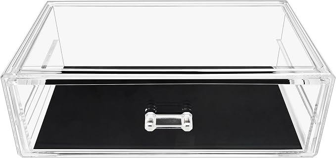 Sorbus Stackable Acrylic Drawers - 1 Clear Storage Drawers for Organizing Make up Palettes, Nail Hair Accessories, Cosmetics & Beauty Supplies - 11.75"W Makeup Organizer for Vanity, Bathroom Organizer - Image 6