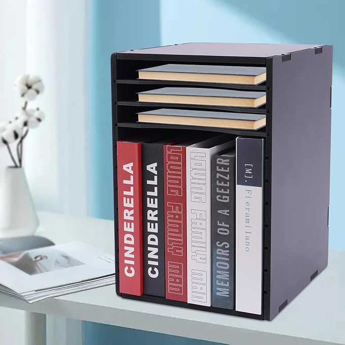 Desk File Organizer, 11 Slots Vertical Desktop Sorter Paper Sorter Organizer with Removable Shelf Document Storage Rack Document Holder for Home Office School Black - Image 8