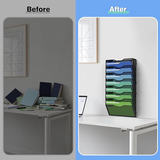 Kuntine.B Wall File Organizer Office Hanging Magazine Holder Wall File Organizer for Office Home - Image 5