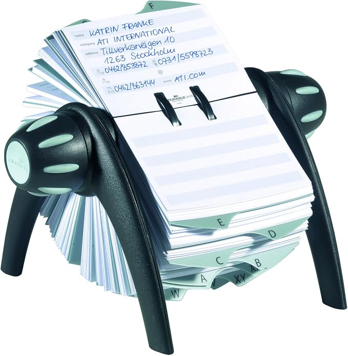Durable Telindex Rotary Address Card Holder - Includes 500 Double-Sided Card Pockets - Includes A-Z Index - Made from Black Plastic by DURABLEOfficeProducts