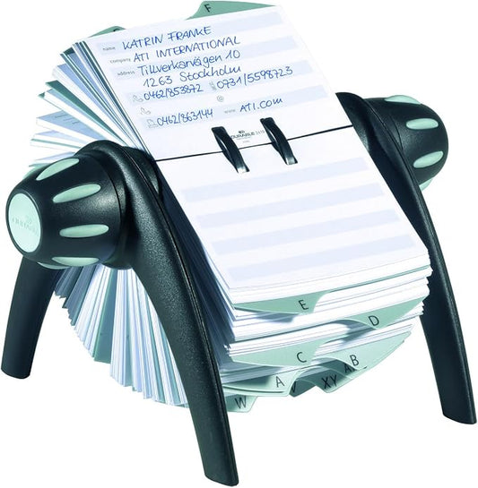 Durable Telindex Rotary Address Card Holder - Includes 500 Double-Sided Card Pockets - Includes A-Z Index - Made from Black Plastic by DURABLEOfficeProducts