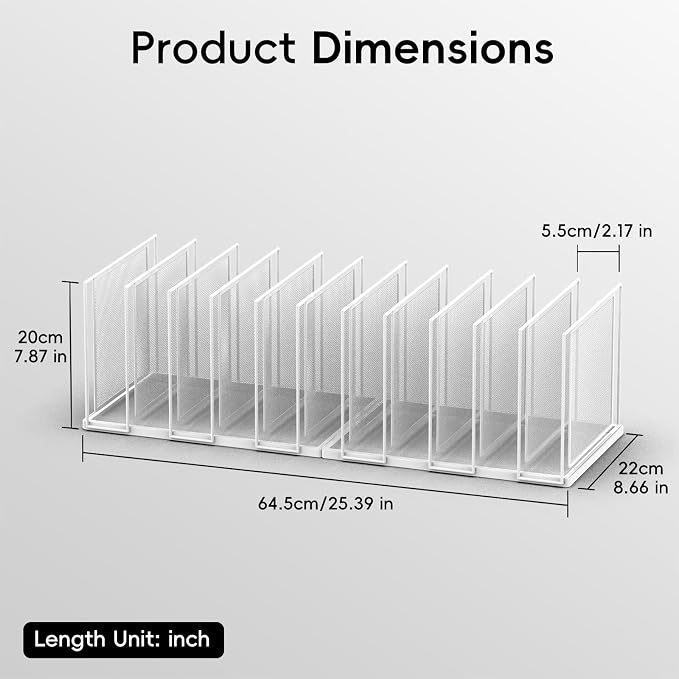 File Organizer for Desk, 11-Section Vertical File Sorter, Paper Holder Organizer Standing Metal File Folder for Office Home Classroom, White - Image 3