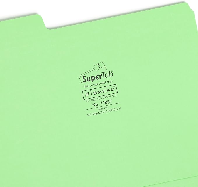 Smead SuperTab File Folders, Oversized 1/3-Cut Tab, Letter Size, Assorted Bright Colors, 24 per Pack (11957) (Pack of 10) - Image 3