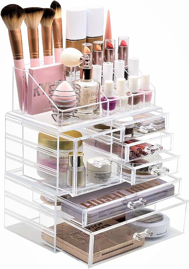 Sorbus Large Clear Makeup Organizer - Detachable 3-Piece Jewelry & Make Up Organizers and Storage Set - Spacious Cosmetic Display Tower - Makeup Organizer for Vanity, Bathroom, Dresser & Countertop - Image 7