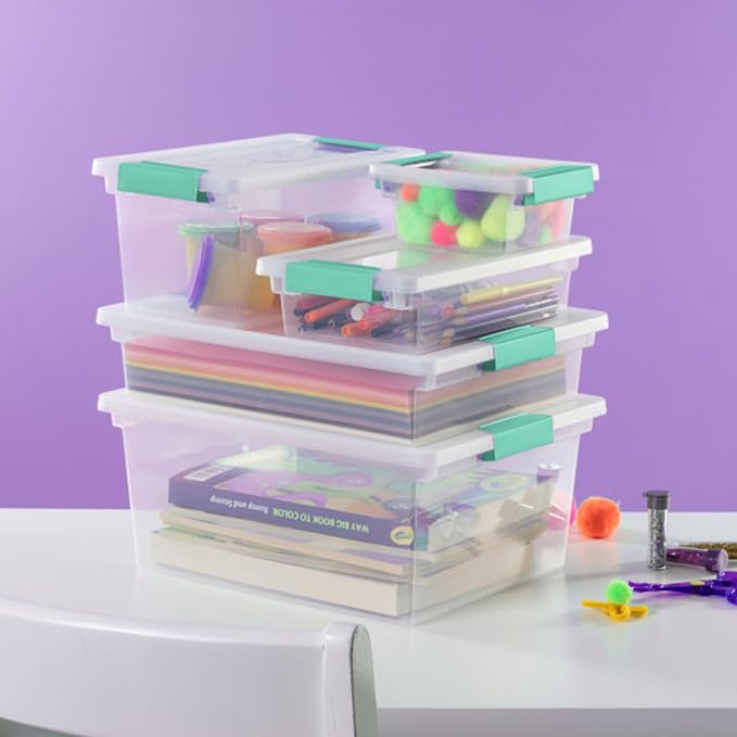 Sterilite Clip Box, Stackable Clear Plastic Bins- Mini, 24-Pack | Storage Containers with Latching Lids for Writing, Arts or Crafts Supplies - Home, Office, Classroom & Workshop Organization - Image 4