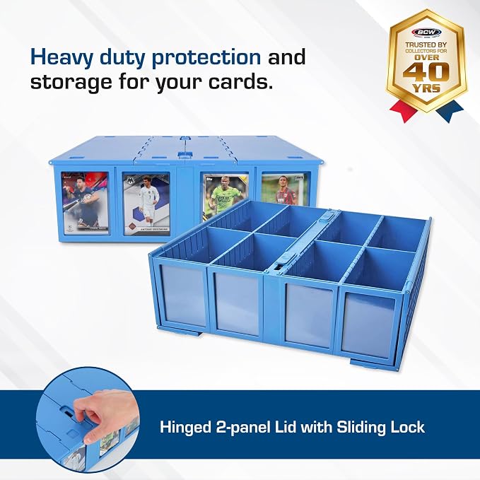 BCW Collectible Card Bin (2-Pack, Blue) | Holds 3200 Cards Each | Includes 4 Dividers Per Bin | Storage for Pokémon, MTG & Sports Cards - Image 2