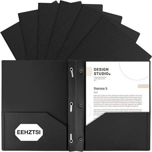 12-Pack Plastic Folders with Pockets and Prongs,2-Pocket Folders with 3 Fasteners, Poly Folders Holds 8-1/2" x 11" Paper for School/Office/Home by EEHZTSIOFFICE