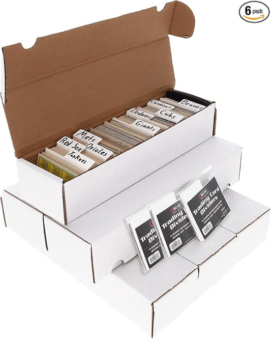BCW 800ct Trading Card Storage Box & Horizontal Card Dividers – 6 Boxes & 30 Dividers | Sports Card, TCG & CCG Organizer | Trading Card Storage Solution by BCW