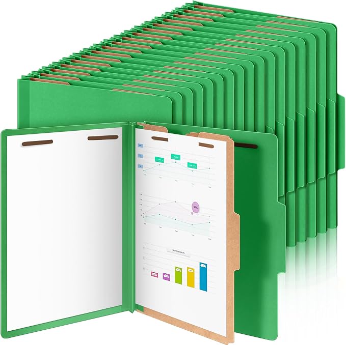 72 Pcs Skyygemm Classification Folder Letter Size, 1 Divider,Green | Back to School Supplies, File Organizer with Fastener, Expanding File Organizer Bulk for Office Employee, Staff, Teacher by Skyygemm