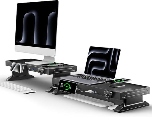 Computer monitor stand (Manually adjustable height, Wireless charging version 600) by Unknown