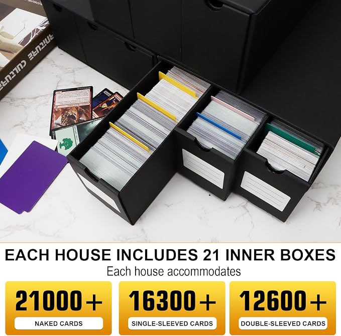 Trading Card Storage Box, Includes 21-600 CT Boxes & Card Dividers, + Trading Card Organizer for Collectible Card Games, for TCG, MTG, PTCG, Baseball Cards, with Labels & Tapes - Image 2