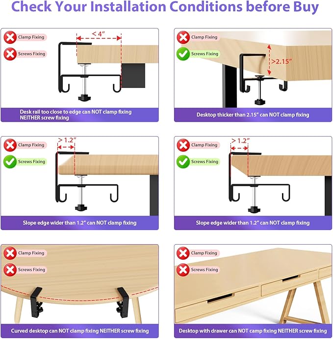 Univivi No Drill Under Desk Cable Management Tray, 48 inch Cable Management | Clamp/Screw Mount Desk Cable Organizer, Premium Fabric Cable Management Tray, Large Capacity Cord Organizer for Office, Home - Image 5