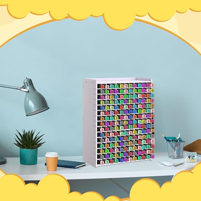 2 Pack Marker Storage Organizer, 360 Slots Total Art Supply Holder for Desk, Marker Rack with Removable Dividers for Colored Pencils & Paint Brushes (13.2 x 10 x 5.3) - Image 6