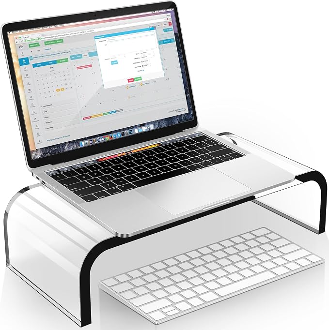 AboveTEK Acrylic Monitor Stand – Clear Monitor Riser & Computer Desk Stand, Premium Acrylic Laptop Stand for Home Office, PC TV Stand with Keyboard Storage Heavy Duty Desk Riser - Image 8