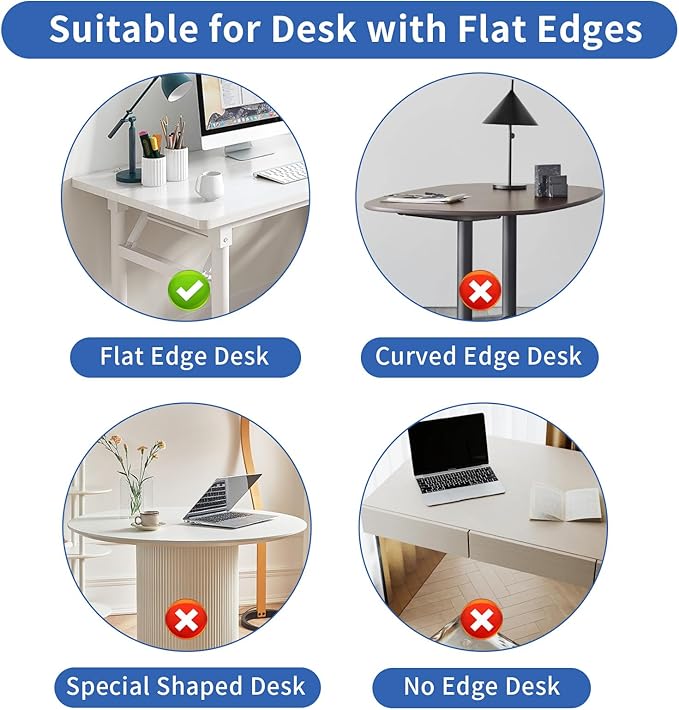 LUKETURE Desk Side Storage, Under Desk Laptop Mount with Cable Tray | 2-in-1 Steel laptop mount clamps to desk side, no drilling. Built-in cable tray hides cords. Holds 30 lbs, Office and Home - Image 4