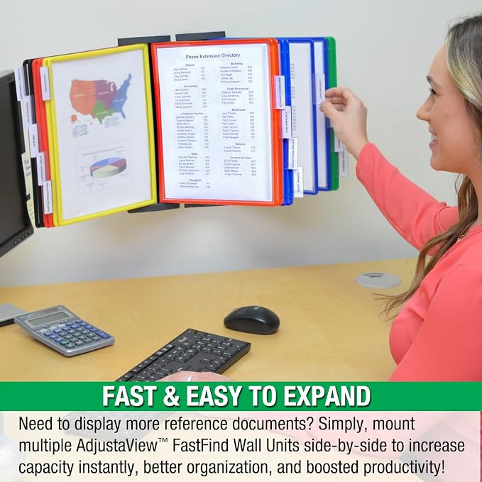 Ultimate Office FASTFIND 10-Pocket WALL Reference Display Organizer, Colors | The Original 10-Pocket Wall Organizer Displays 20-Letter Size Sheets. Flip to Find Your Most Important Documents in Seconds - Image 5