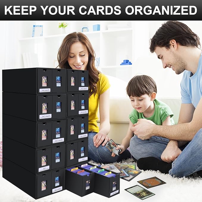 Card Storage Box, 17000+ Trading Card Storage 3400+ Toploader Card Storage Box for Commander Display,with 72 Dividers, Labels & Tapes,Fit for TCG, PTCG, MTG - Image 8