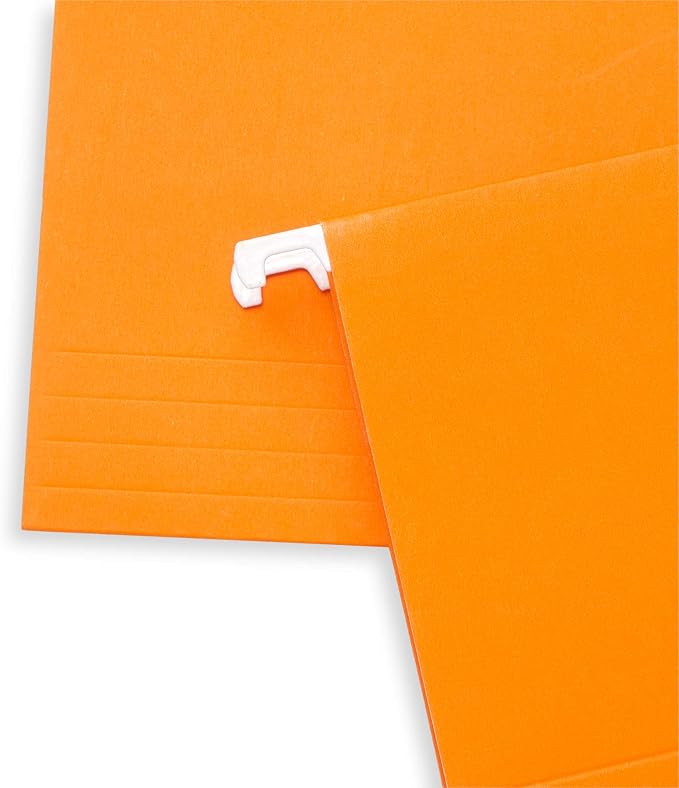 Blue Summit Hanging File Folders, Letter Size, Orange, Great for Organizing and Easy File Storage, 50 Per Box | Reinforced letter size, 1/5 cut tabs, plastic tabs and inserts included, for filing cabinet, home, and office - Image 5
