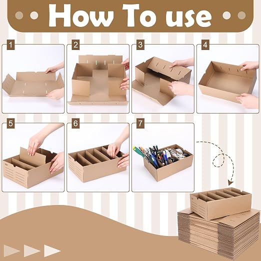 Teenyyou 30 Sets Cardboard Parts Bins Boxes Kraft Cardboard Storage Bins with Dividers for Parts Shelves Stem Project Online Store Inventory Organized(Brown,12 x 8 x 4 Inches) - Image 3