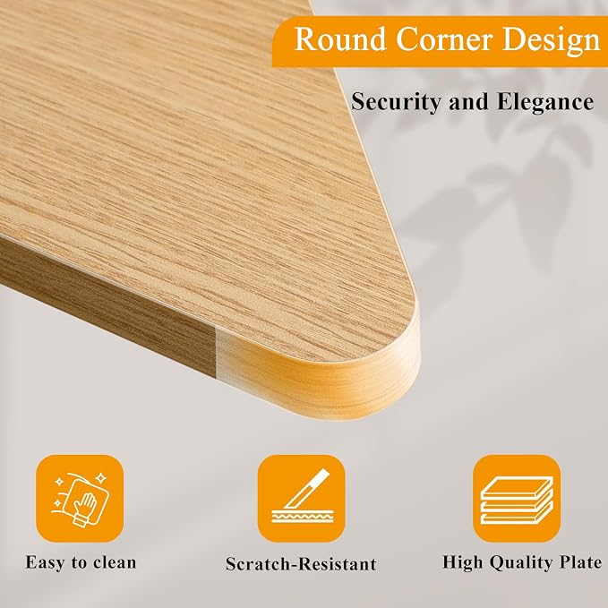 TEAMIX 26 inch Corner Monitor Stand Riser with Keyboard Storage, Maple | Triangle Monitor Stand, Wood & Metal Computer Stand, Laptop Riser, Desktop Organizer, for L Shaped Desk, Home Office & Gaming - Image 6
