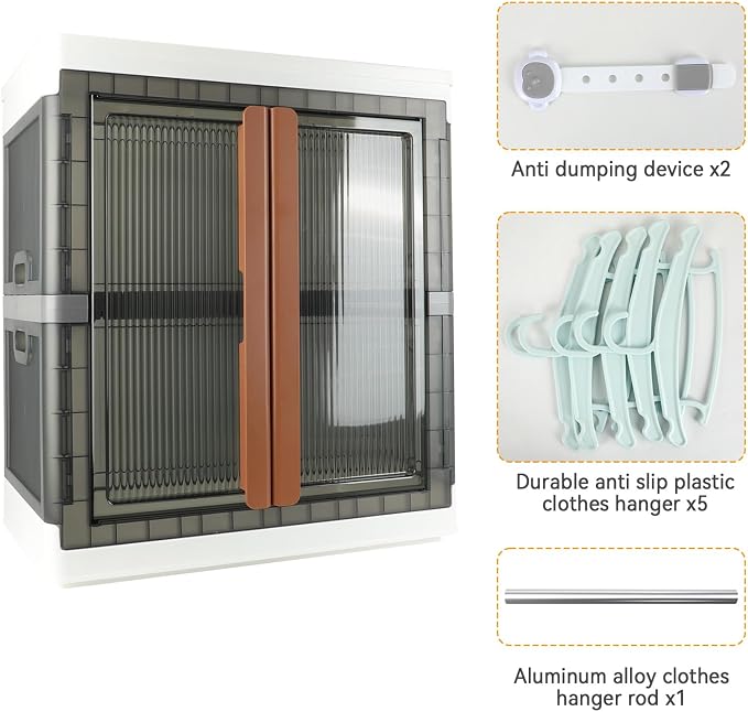Wardrobe, Closet, Collapsible Storage Cabinet, Useful Box with Large Capacity, 37.5 Gal (142 L), Stackable on Box (19 Gal), Easy Storage of Clothes, Installation Free - Image 7