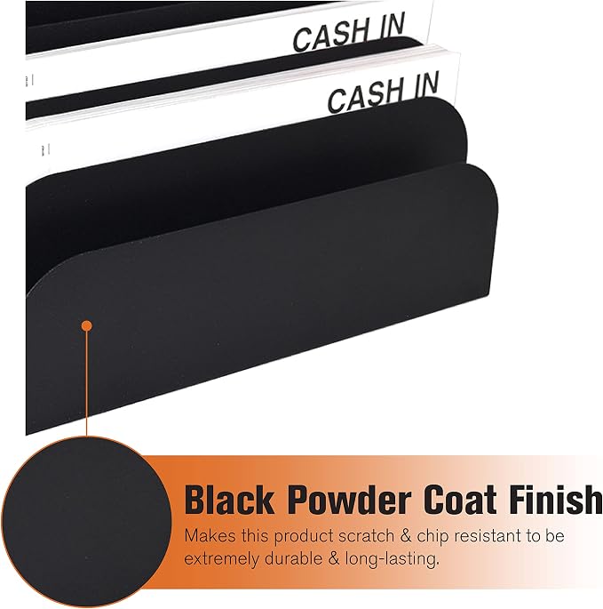 BankSupplies STEELMASTER Steel Cashier Pad Rack - 8 Slot File & Desk Organizer - Paper Organizer - Black Powder Coat Finish - Scratch & Chip-Resistant - Forms, Applications, Deposit Slips & Checks - Image 3