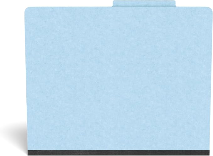 Staples Pressboard Classification Folder, Letter Size, 1 Divider, 2/5‑Cut Top Tab, Light Blue, Durable Construction, 20/Box - Image 2