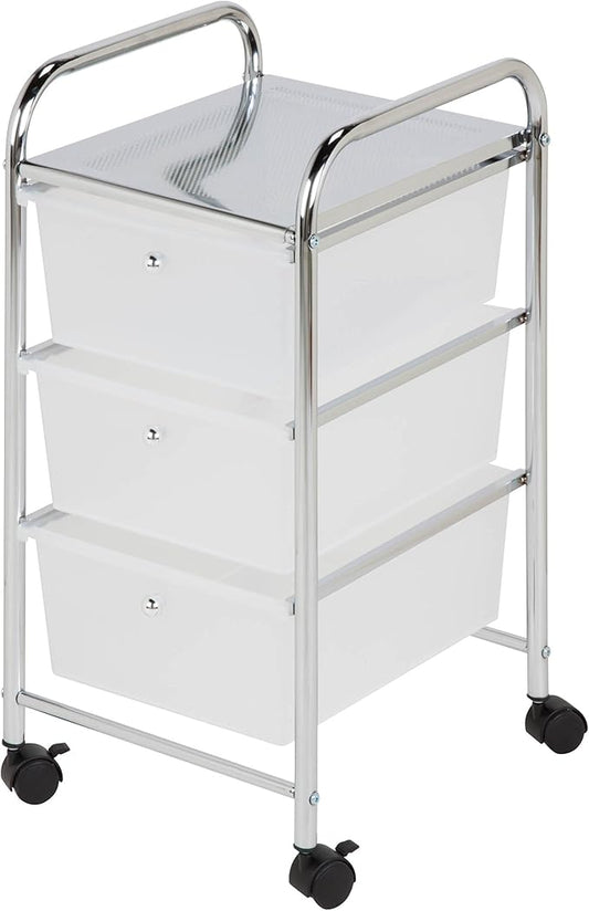 Honey-Can-Do 3-Drawer Plastic Storage Cart on Wheels,Silver by Honey-Can-Do