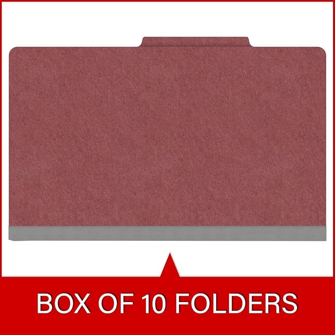 25 Pt. Pressboard Classification Folders, 2/5 Cut ROC Top Tab, Legal Size, No Dividers, Dark Red (Box of 25) - Image 6