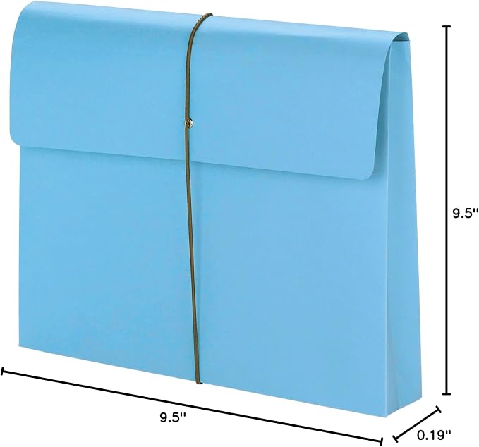 Smead Colored Expanding File Wallet with Flap and Cord Closure, 2" Expansion, Letter Size, Blue, 10 per Box (77203) - Image 9