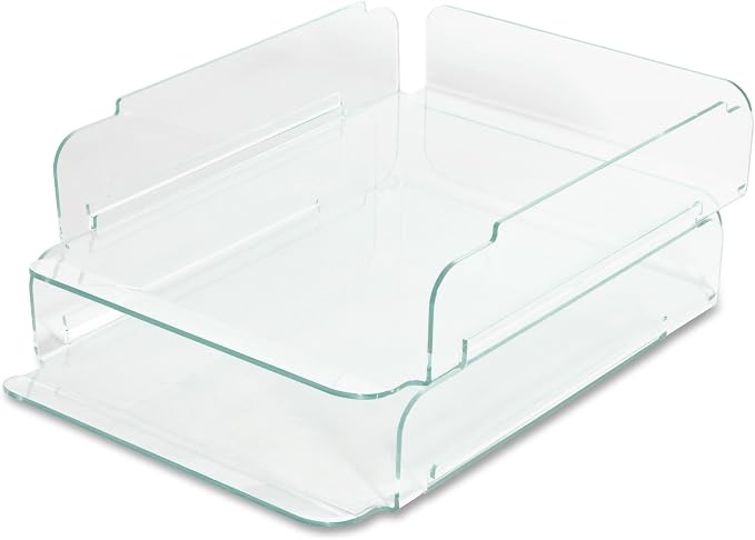 Lorell LLR80655 Stacking Letter Tray, 2 per Pack, Clear/Green by Lorell