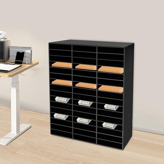 48 Slot Mail Sorter Organizer PVC File Organizer with Removable Shelves | 48 Individual Compartments, Top Storage Platform, 110 Lbs Load Capacity, Easy Assembly with Gloves Included - Image 2