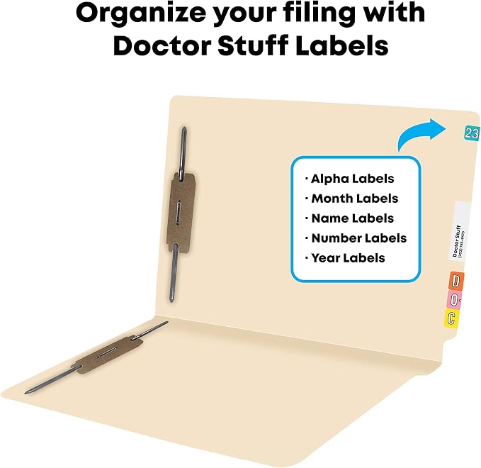 Medical File Folders with 2 Fasteners, Doctor Stuff, Letter Size, Reinforced End Tab Folders with 2” Bonded Fastener on Inside Front and Back, 14 pt Manila Stock, Box of 50 - Image 4