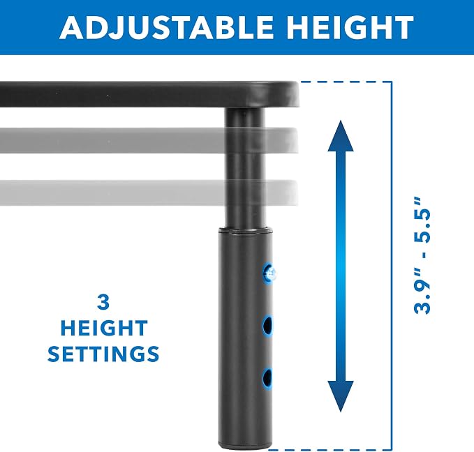 Mount-It! Metal Monitor Riser 2-Pack | Height Adjustable Computer Display and Laptop Stand for Desktop | Fits Up to 32" Screens, 44 Lbs Capacity, Set of Two Risers - Image 6