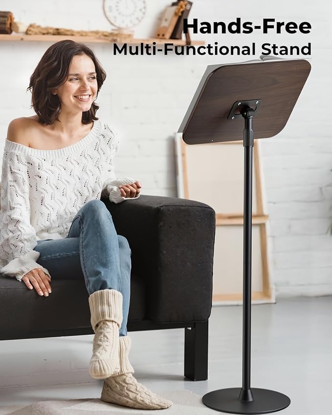 Adjustable Floor Book Stand & Book Holder for Reading, Laptop, and Tablet | Height Adjustable Standing Book Stand with Stable Base, Extendable Page Clips for Home, Office, Classroom - Image 7