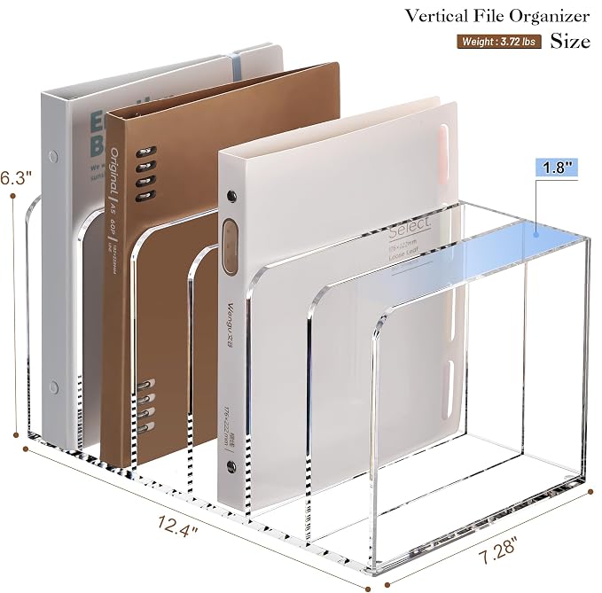 YUXUN Acrylic Magazine Holder,Clear Desk Organizer File Sorter for Notebook,Paper,Envelope,Magazine, Book Storage-Office/Home/Classroom Organization(6 Compartments,B5) - Image 2