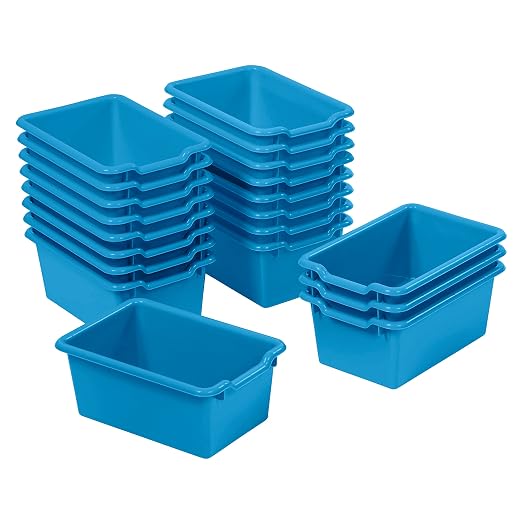 ECR4Kids Scoop Front Storage Bin, Multipurpose Organization, French Blue, 20-Piece by ECR4Kids