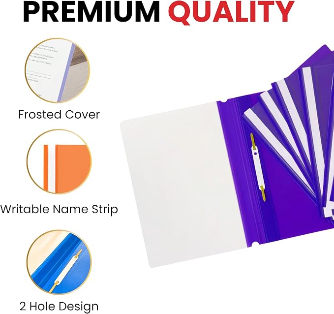 Pack of 120 Assorted Colour A4 Project Folders by Janrax - Image 3