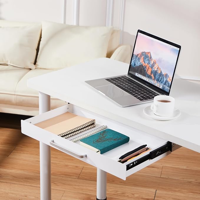 Under Desk Drawer Organizer 21", Large Desk Pencil Storage Drawer | White, Under Cabinet Table, Heavy Duty Pull Out Shelf, Attachable for Workbench, Adjustable Brackets, Work Shop, Desk Lip - Image 8