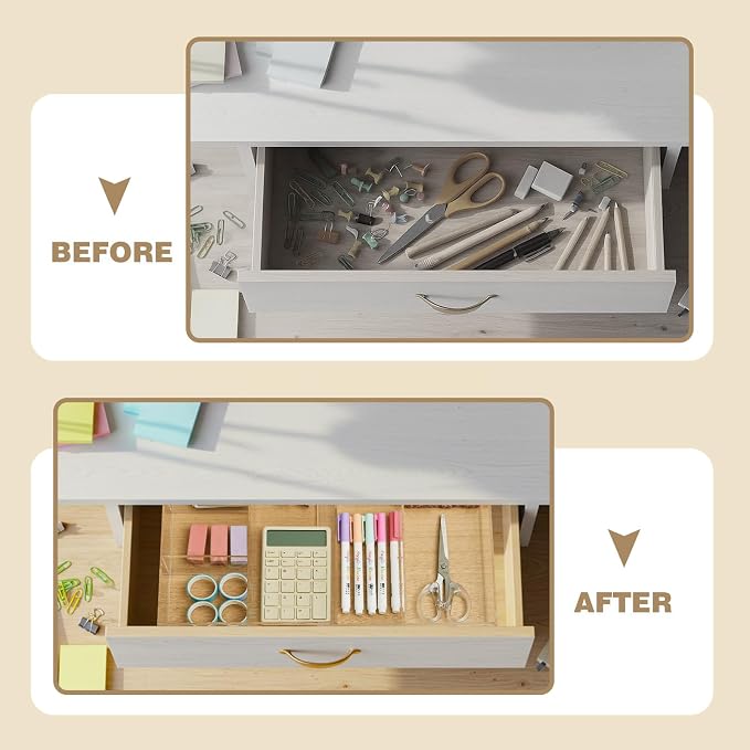 Briwooody Clear Acrylic Drawer Organizer Expandable,7 Compartments,Medium | 9'' up to 18'' x 12'' x 2.1'' Desk Drawer Organizer Trays Adjustable with Desk Accessories for Makeup Office Bathroom - Image 5