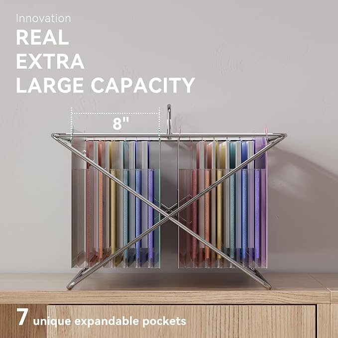 ThinkTex Plastic Expanding Hanging File Folders, 7 * 1.2" Accordion Pockets | Large Capacity, Multi-Color Tabs, Letter Size for Filing Cabinet - 3 Packs 3 Colors - Image 4